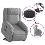 vidaXL Fauteuil de massage inclinable Gris clair Tissu