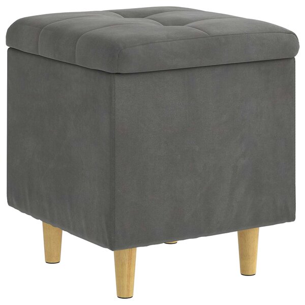 vidaXL Ottoman avec rangement Gris foncé 40 x 40 x 45 cm Velours