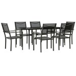 vidaXL Ensemble à manger de jardin 7 Pièces noir textilène et acier