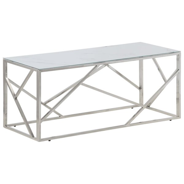 vidaXL Table basse argenté acier inoxydable et verre trempé