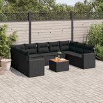 vidaXL Salon de jardin 10 Pièces avec coussins noir résine tressée