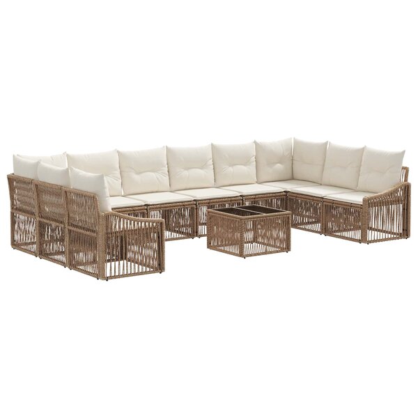 vidaXL Ensemble de canapé de jardin 11 Pièces Beige polyrotin