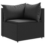 vidaXL Salon de jardin 6 Pièces avec coussins Noir Résine tressée