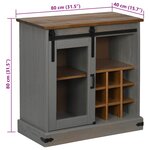 vidaXL Buffet HALDEN porte coulissante gris 80x40x80 cm bois massif