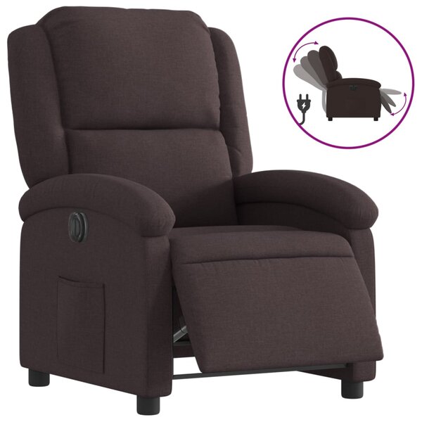 vidaXL Fauteuil inclinable électrique Marron foncé Tissu