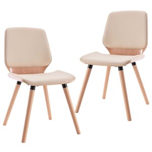 vidaXL Chaises à manger lot de 2 crème similicuir