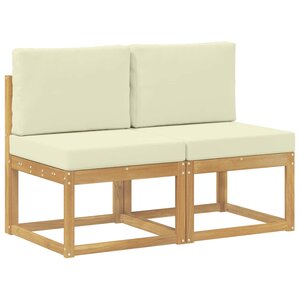 vidaXL 2 Pièce Sofa de milieu extérieur Bois d'Acacia Massif Blanc