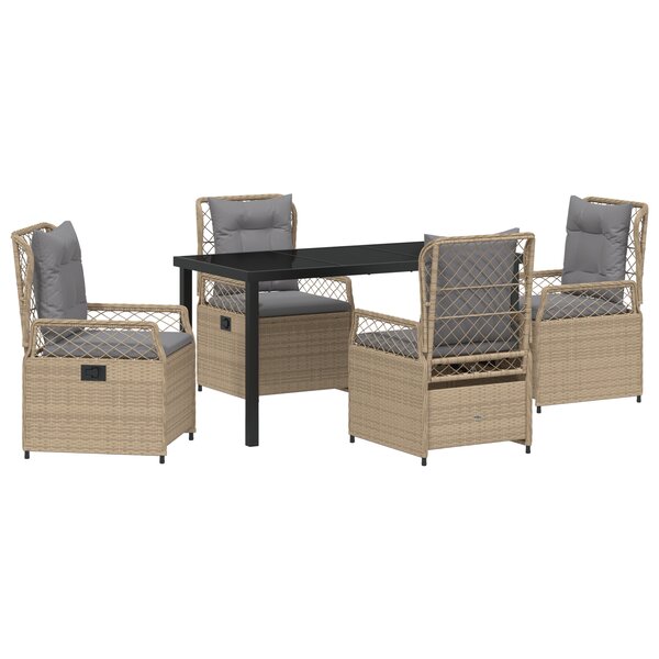 vidaXL Ensemble de salle à manger de jardin 5 pièces en Poly Rattan beige.