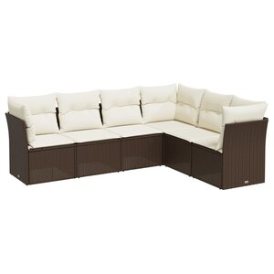 vidaXL Salon de jardin avec coussins 6 Pièces marron résine tressée
