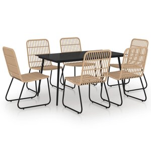 vidaXL Ensemble à manger d'extérieur 7 Pièces résine tressée et verre