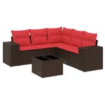 vidaXL Salon de jardin 6 Pièces avec coussins marron résine tressée