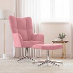 vidaXL Chaise de relaxation avec tabouret Rose Velours