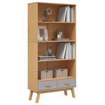 vidaXL Bibliothèque à 4 niveaux OLDEN gris marron bois de pin massif