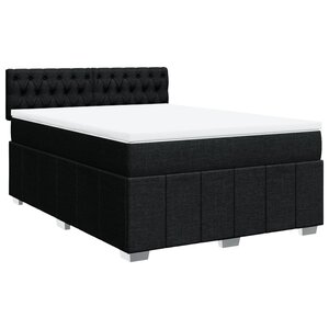 vidaXL Sommier à lattes de lit avec matelas Noir 160x200 cm Tissu