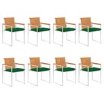 vidaXL Chaises de jardin 8 Pièces avec coussins Bois d'acacia solide