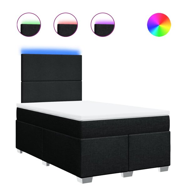 vidaXL Sommier à lattes de lit avec matelas noir 120x190 cm tissu