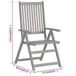 vidaXL Chaises inclinables de jardin lot de 8 Gris Bois solide acacia