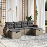 vidaXL Salon de jardin 6 Pièces avec coussins gris résine tressée