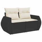 vidaXL Salon de jardin 8 Pièces avec coussins noir résine tressée