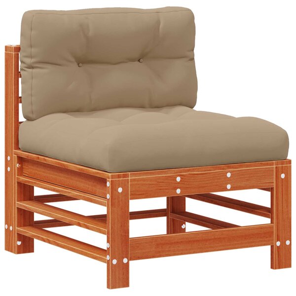 vidaXL Sofa de jardin milieu Pin massif Brun Ciré
