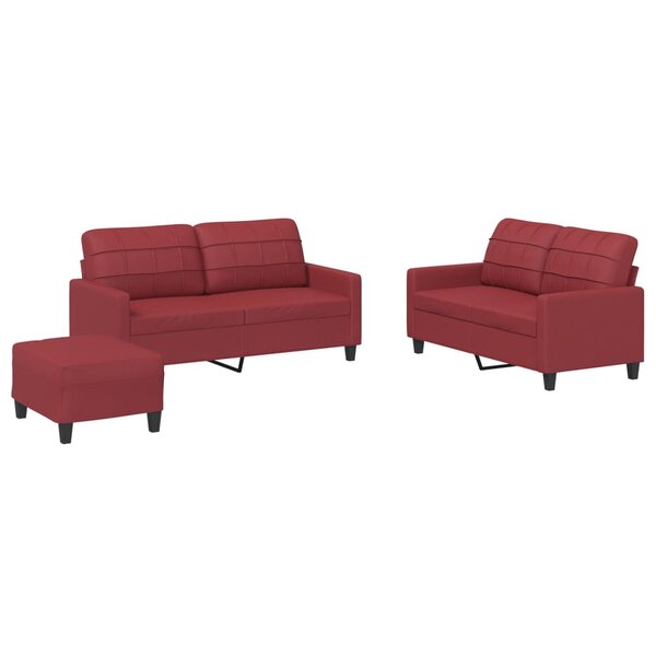 vidaXL Ensemble de canapés 3 Pièces et coussins Rouge bordeaux Similicuir