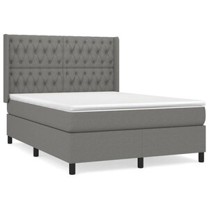 vidaXL Sommier à lattes de lit avec matelas Gris foncé 140x190cm Tissu