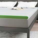vidaXL Surmatelas Blanc et vert 140 x 200 cm Tissu Jacquard