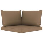 vidaXL Canapé palette de jardin 2 places et coussins taupe Pinède