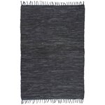 vidaXL Tapis Chindi tissé à la main Cuir 120 x 170 cm Gris