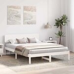 vidaXL Cadre de lit avec tête de lit Blanc 160 x 200 cm Pin massif
