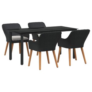 vidaXL Ensemble de salle à manger pour jardin 5 Pièces Noir polyrotin