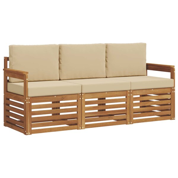 vidaXL Ensembles de canapés 3 pc Naturel et Beige Bois d'Acacia Massif