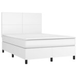 vidaXL Sommier à lattes de lit avec matelas Blanc 140x200cm Similicuir