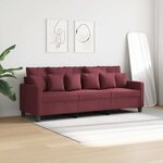 vidaXL Canapé à 3 places Rouge bordeaux 180 cm Tissu