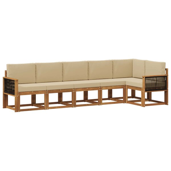 vidaXL Ensemble de canapés d'extérieur 6 pc Naturel et Beige Polyester