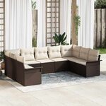 vidaXL Ensemble de canapé de jardin 9 Pièces Marron Poly rotin
