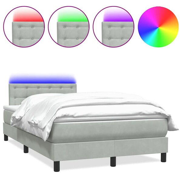 vidaXL Sommier à lattes de lit et matelas gris clair 120x210cm velours