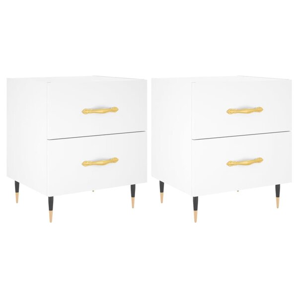 vidaXL Tables de chevet 2 Pièces blanc 40x35x47 5 cm bois d’ingénierie