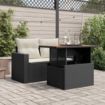 vidaXL Table de jardin noir 100x55x73 cm résine tressée et bois acacia