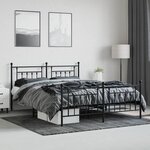 vidaXL Cadre de lit métal sans matelas avec pied de lit noir 160x200cm