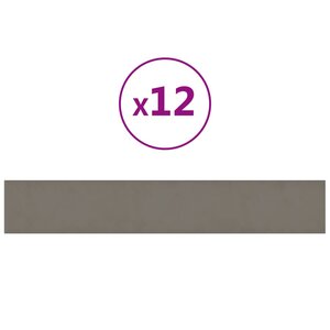 vidaXL Panneaux muraux 12 Pièces Gris clair 90x15 cm Velours 1 62 m²