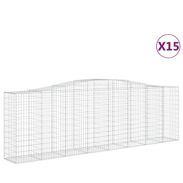 vidaXL Paniers à gabions arqués 15 Pièces 400x50x120/140 cm Fer galvanisé