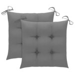 vidaXL Chaises de jardin lot de 2 et coussins gris Bois de teck massif