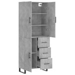 vidaXL Buffet haut Gris béton 69 5x34x180 cm Bois d'ingénierie