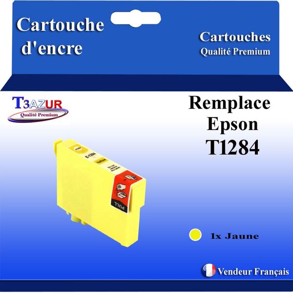 T3AZUR- Cartouche Compatible pour Epson T1284 T128 XL Jaune  - T3AZUR