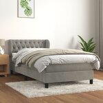 vidaXL Sommier à lattes de lit et matelas Gris clair 90x190 cm Velours
