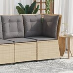vidaXL Canapé d'angle de jardin avec coussins beige résine tressée
