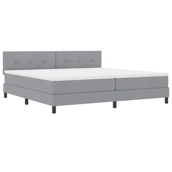 vidaXL Lit boxspring avec matelas Gris clair 200 x 200 cm tissu
