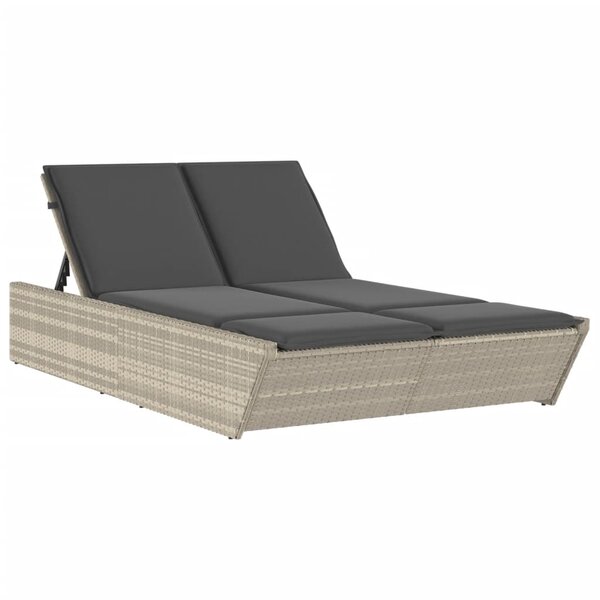 vidaXL Chaise longue double avec coussins gris clair résine tressée