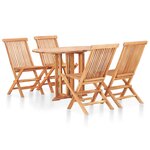 vidaXL Ensemble à manger d'extérieur pliable 5 Pièces Bois solide de teck